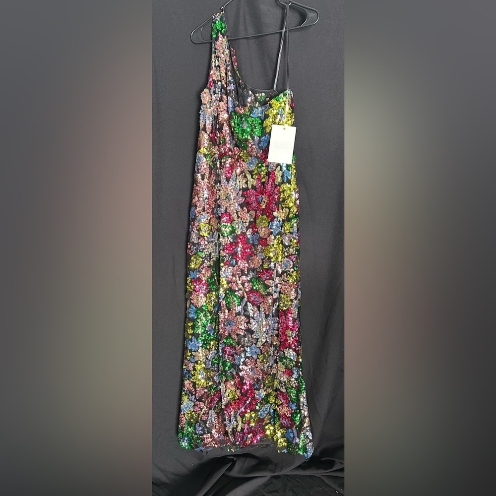 Mac Duggal 68545 NWT One Shoulder Floral Sequin Gown - Picture 4 of 7